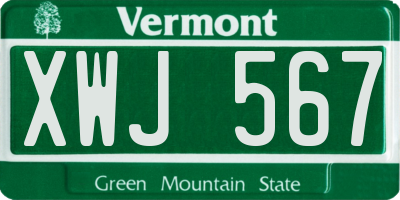 VT license plate XWJ567