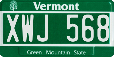 VT license plate XWJ568
