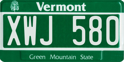 VT license plate XWJ580