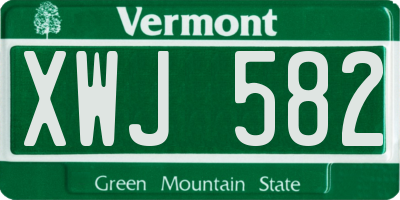 VT license plate XWJ582