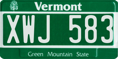 VT license plate XWJ583