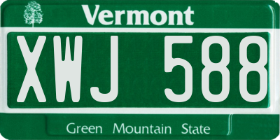 VT license plate XWJ588