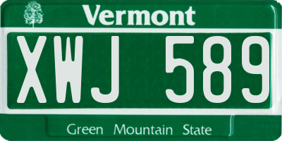 VT license plate XWJ589