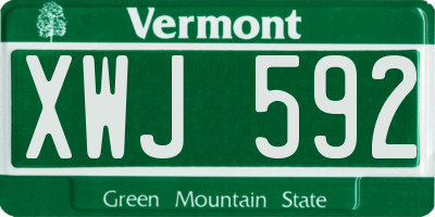 VT license plate XWJ592