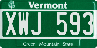 VT license plate XWJ593