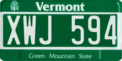 VT license plate XWJ594