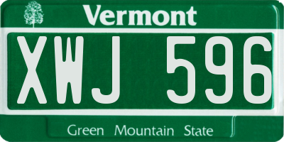 VT license plate XWJ596