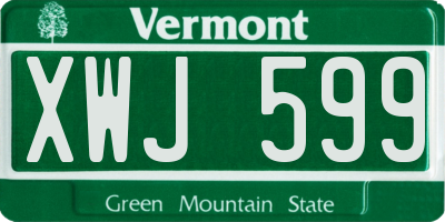 VT license plate XWJ599