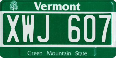 VT license plate XWJ607