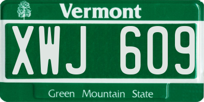 VT license plate XWJ609