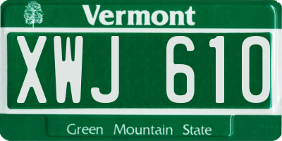 VT license plate XWJ610