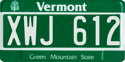 VT license plate XWJ612