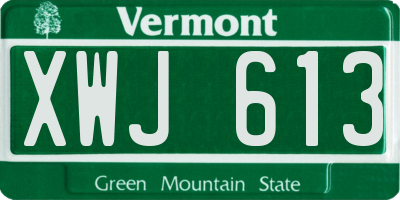 VT license plate XWJ613