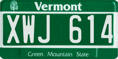 VT license plate XWJ614
