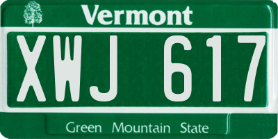 VT license plate XWJ617