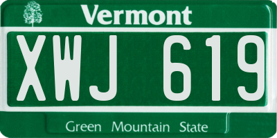 VT license plate XWJ619