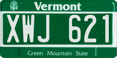 VT license plate XWJ621