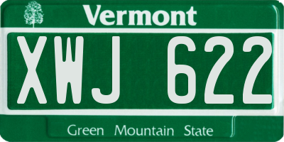 VT license plate XWJ622