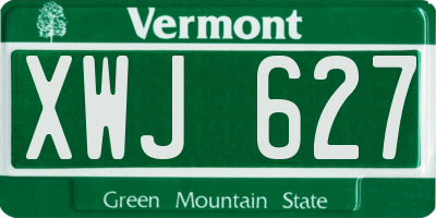 VT license plate XWJ627