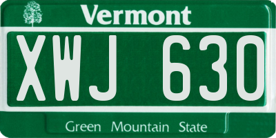 VT license plate XWJ630