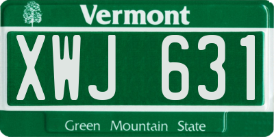 VT license plate XWJ631