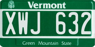 VT license plate XWJ632