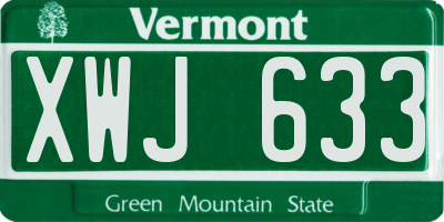 VT license plate XWJ633