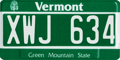 VT license plate XWJ634