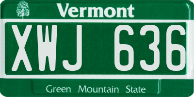 VT license plate XWJ636