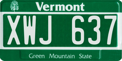 VT license plate XWJ637