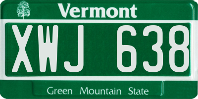 VT license plate XWJ638