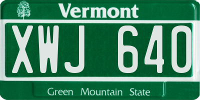 VT license plate XWJ640