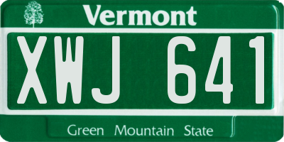 VT license plate XWJ641