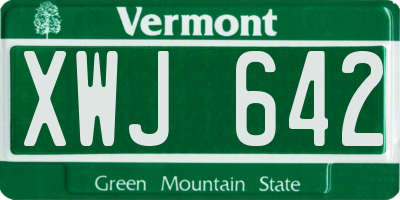 VT license plate XWJ642