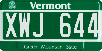 VT license plate XWJ644