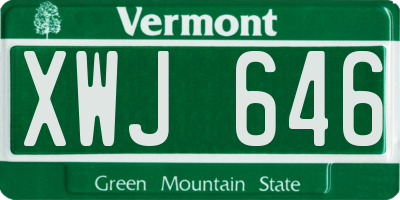 VT license plate XWJ646