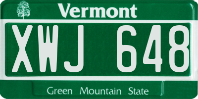 VT license plate XWJ648