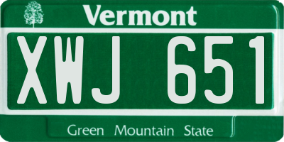 VT license plate XWJ651