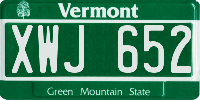 VT license plate XWJ652