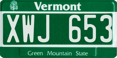 VT license plate XWJ653