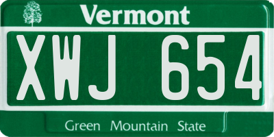 VT license plate XWJ654