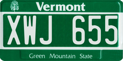 VT license plate XWJ655