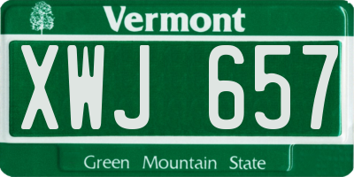 VT license plate XWJ657