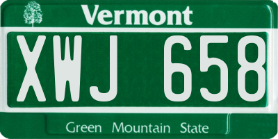 VT license plate XWJ658