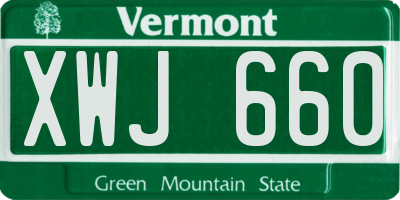 VT license plate XWJ660