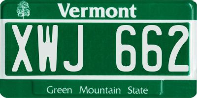 VT license plate XWJ662