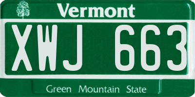 VT license plate XWJ663