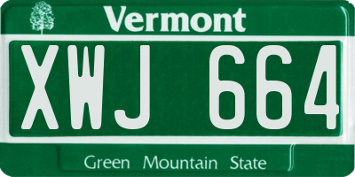 VT license plate XWJ664