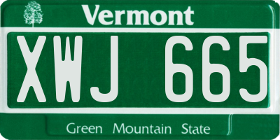 VT license plate XWJ665