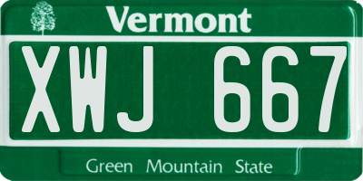 VT license plate XWJ667